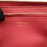 PRADA Logo Saffiano Leather Round Zippy Long Wallet Pink 1M0506 - 图片 23