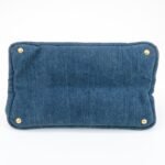 PRADA Triangle Logo Canapa Canvas Denim Hand Bag Navy B1877B Used - 图片 5