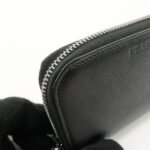 PRADA Saffiano Leather Round Zippy Key Case Black 2PG604 Used - 图片 11