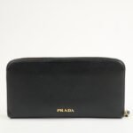PRADA Logo Saffiano Leather Zippy Long Wallet Black 1ML506 - 图片 2