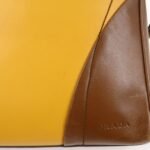 PRADA Leather Shoulder Bag Hand Bag Bi-color Mustard Brown Used - 图片 6