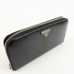 PRADA Logo Saffiano Vernis Leather Round Zipper Long Wallet 1ML506 Used - 图片 4