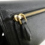 PRADA Saffiano Leather Flap Bi-Fold Long Wallet Black Gold 1MH132 Used - 图片 15