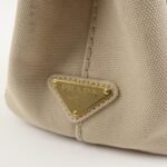 PRADA Logo Canapa Mini Canvas Tote Bag Hand Bag Beige 1BG439 Used - 图片 15