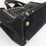 PRADA Triangle Logo Denim Canapa Bijoux 2Way Hand Bag Black B2642B - 图片 11