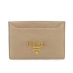 PRADA Leather Card Case Card Holder Beige 1MC208