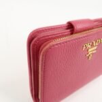 PRADA Logo Leather Bi-Fold Wallet Small Wallet Pink 1ML018 Used - 图片 10