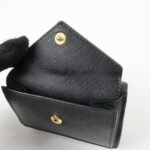 PRADA Saffiano Leather Tri-fold Wallet Black Gold Hardware 1MH021 Used - 图片 12