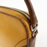 PRADA Leather Shoulder Bag Hand Bag Bi-color Mustard Brown Used - 图片 16