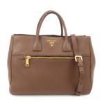PRADA  Vitello Daino Leather 2Way Tote Bag Shoulder Bag BN2545 Used