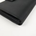 PRADA  Nylon Saffiano  Leather Bi-fold Round zippy Wallet Black Used - 图片 8