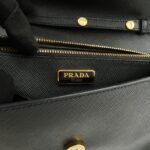 PRADA Saffiano Leather Shoulder Wallet Shoulder Bag Black BT1019 - 图片 23