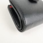 PRADA Saffiano Leather Bi-Fold Wallet Black Red Gold 1ML018 Used - 图片 8