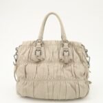 PRADA Logo Leather Gathered 2Way Hand Bag Beige BN1336 - 图片 2