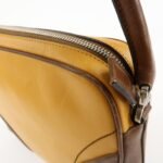 PRADA Leather Shoulder Bag Hand Bag Bi-color Mustard Brown Used - 图片 18