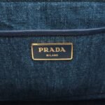 PRADA Triangle Logo Canapa Canvas Denim Hand Bag Navy B1877B Used - 图片 23