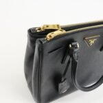 PRADA Triangle Logo Saffiano Leather 2WAY Hand Bag Black BN1801 Used - 图片 12