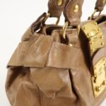 MIU MIU Leather Side Ribbon 2Way Bag Hand Bag Beige Gold - 图片 16
