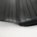 PRADA  Nylon Saffiano  Leather Bi-fold Round zippy Wallet Black Used - 图片 19