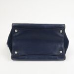 PRADA Triangle Logo Leather 2Way Bag Tote Bag Hand Bag Navy B2625M - 图片 5