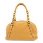PRADA Logo Leather Chain Shoulder Bag Boston Bag Hand Bag Camel BL0692 Used - 图片 2
