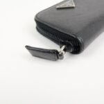 PRADA Triangle Logo Saffiano Leather Round Zippy Coin Case Black - 图片 14