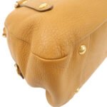 PRADA Logo Leather Chain Shoulder Bag Boston Bag Hand Bag Camel BL0692 Used - 图片 7