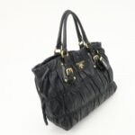PRADA Leather 2WAY Bag Hand Bag Shoulder Bag Black BN1788 - 图片 4