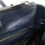 PRADA Triangle Logo Leather 2Way Bag Tote Bag Hand Bag Navy B2625M - 图片 22