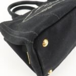 PRADA Canapa Mini Canvas 2Way Bag Hand Bag Shoulder Bag Black 1BG439 Used - 图片 10