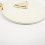 PRADA Triangle Logo Saffiano Leather Coin Case White 1MM006 Used - 图片 6