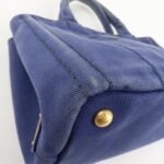 PRADA Logo Canapa Canvas 2Way Tote Bag Hand Bag Navy B2642B Used - 图片 11