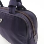 PRADA Triangle Logo Leather Nylon Hand Bag Purple B8495 - 图片 13