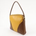 PRADA Leather Shoulder Bag Hand Bag Bi-color Mustard Brown Used - 图片 3