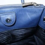 PRADA Triangle Logo Leather 2Way Bag Tote Bag Hand Bag Navy B2625M - 图片 21