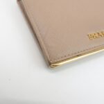 PRADA Logo Saffiano Leather Bi-Fold Small Wallet Beige 1MV204 Used - 图片 6