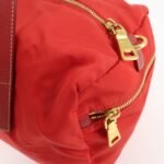 PRADA Triangle Logo Nylon Leather 2Way Shoulder Bag Hand Bag Red Used - 图片 16
