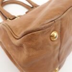 PRADA Logo Leather Ribbon 2Way Bag Hand Bag Brown BN2245 Used - 图片 12
