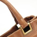 PRADA Logo Leather Ribbon 2Way Bag Hand Bag Brown BN2245 Used - 图片 9