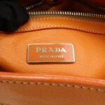 PRADA Triangle Logo Raffia Leather Shoulder Bag Beige Orange - 图片 24