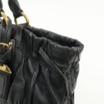 PRADA Leather 2WAY Bag Hand Bag Shoulder Bag Black BN1788 - 图片 14