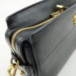 PRADA Logo Saffiano Leather Shoulder Bag Gold HDW Black - 图片 14