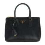 PRADA Triangle Logo Saffiano Leather 2WAY Hand Bag Black BN1801 Used