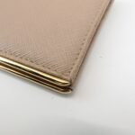 PRADA Logo Saffiano Leather Bi-Fold Small Wallet Beige 1MV204 Used - 图片 9
