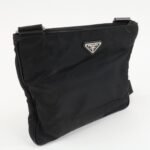 PRADA Triangle Logo Nylon Leather Shoulder Bag Silver HDW Black Used - 图片 4