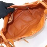 PRADA Triangle Logo Raffia Leather Shoulder Bag Beige Orange - 图片 21