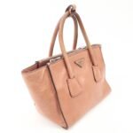 PRADA Triangle Logo Leather 2Way Tote Bag Hand Bag Pink B2625M - 图片 4