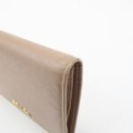 PRADA Logo Saffiano Leather Bi-Fold Small Wallet Beige 1MV204 Used - 图片 10