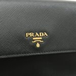 PRADA Saffiano Leather Shoulder Wallet Shoulder Bag Black BT1019 - 图片 18