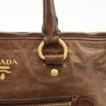 PRADA Logo Leather 2Way Bag Tote Bag Shoulder Bag Brown BL0727 Used - 图片 10
